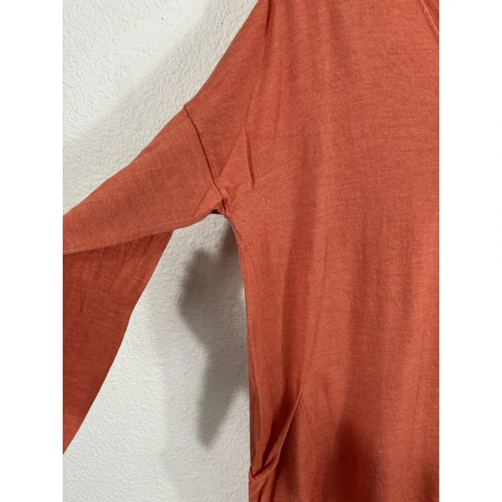 Eileen Fisher Sweater Womens‎ XL Rust Merino Wool V Neck Tunic Pockets Lagenlook